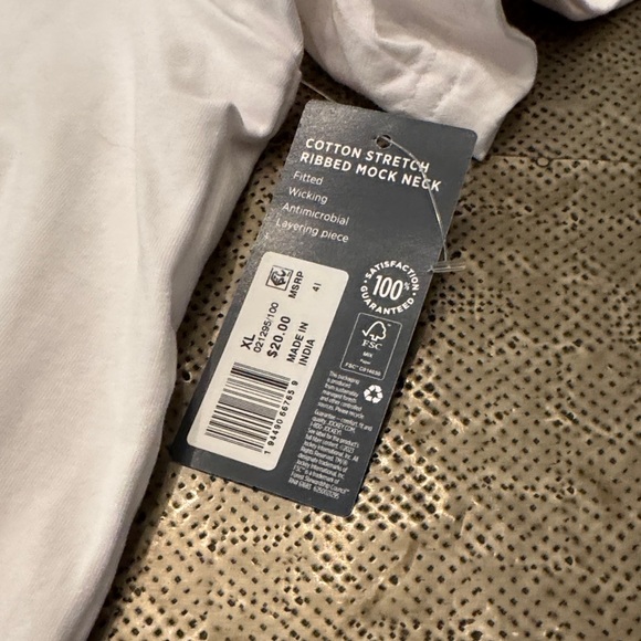 NWT Jockey COTTON STRETCH RIBBED MOCK NECK Classic White Men's SHIRT, XL - Picture 6 of 7